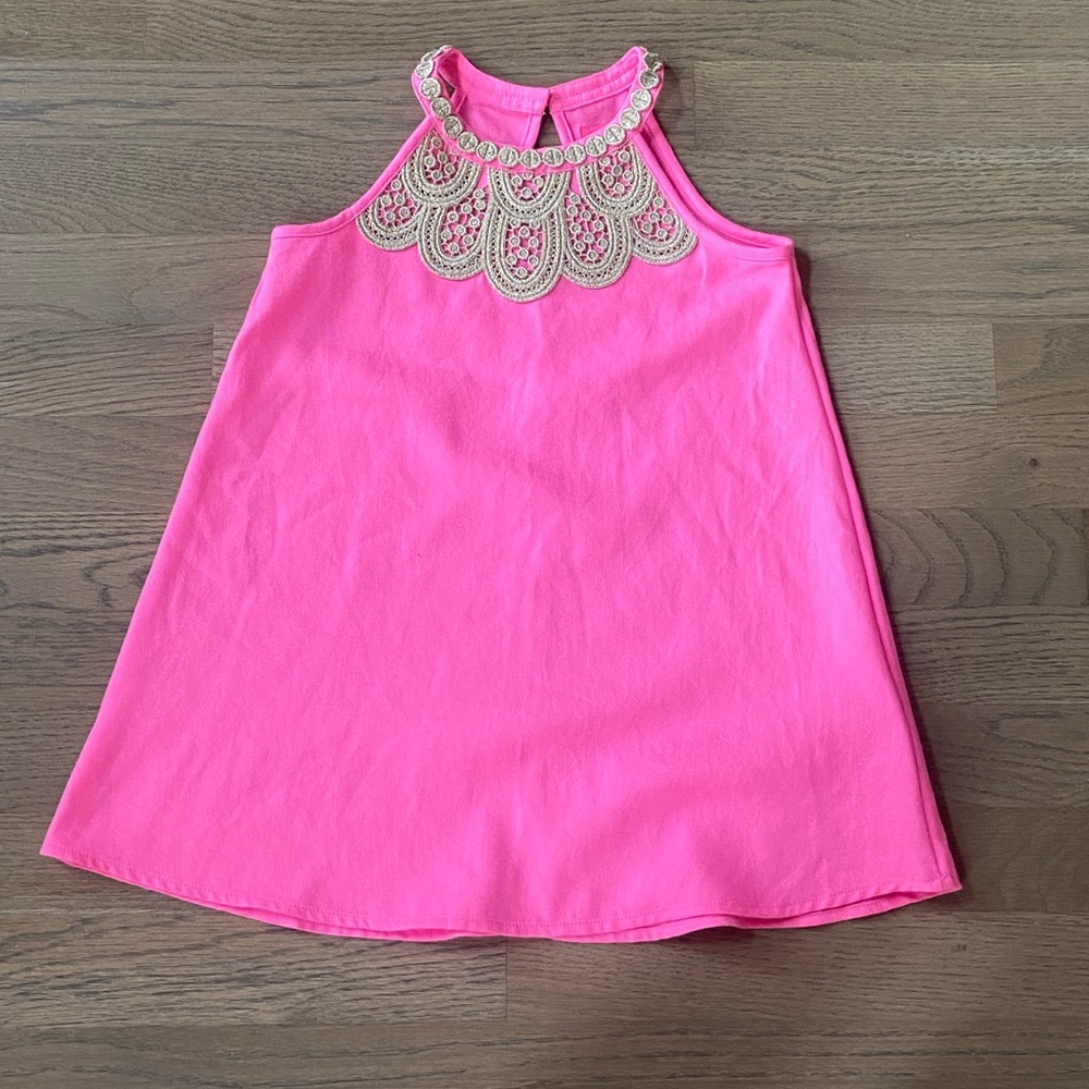 Lilly Pulitzer hot pink and gold dress